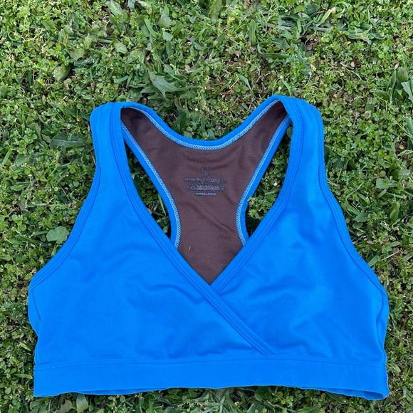 Moving Comfort blue Sports Bra size small 32AB-34A Preowned thin no padding - Picture 5 of 5
